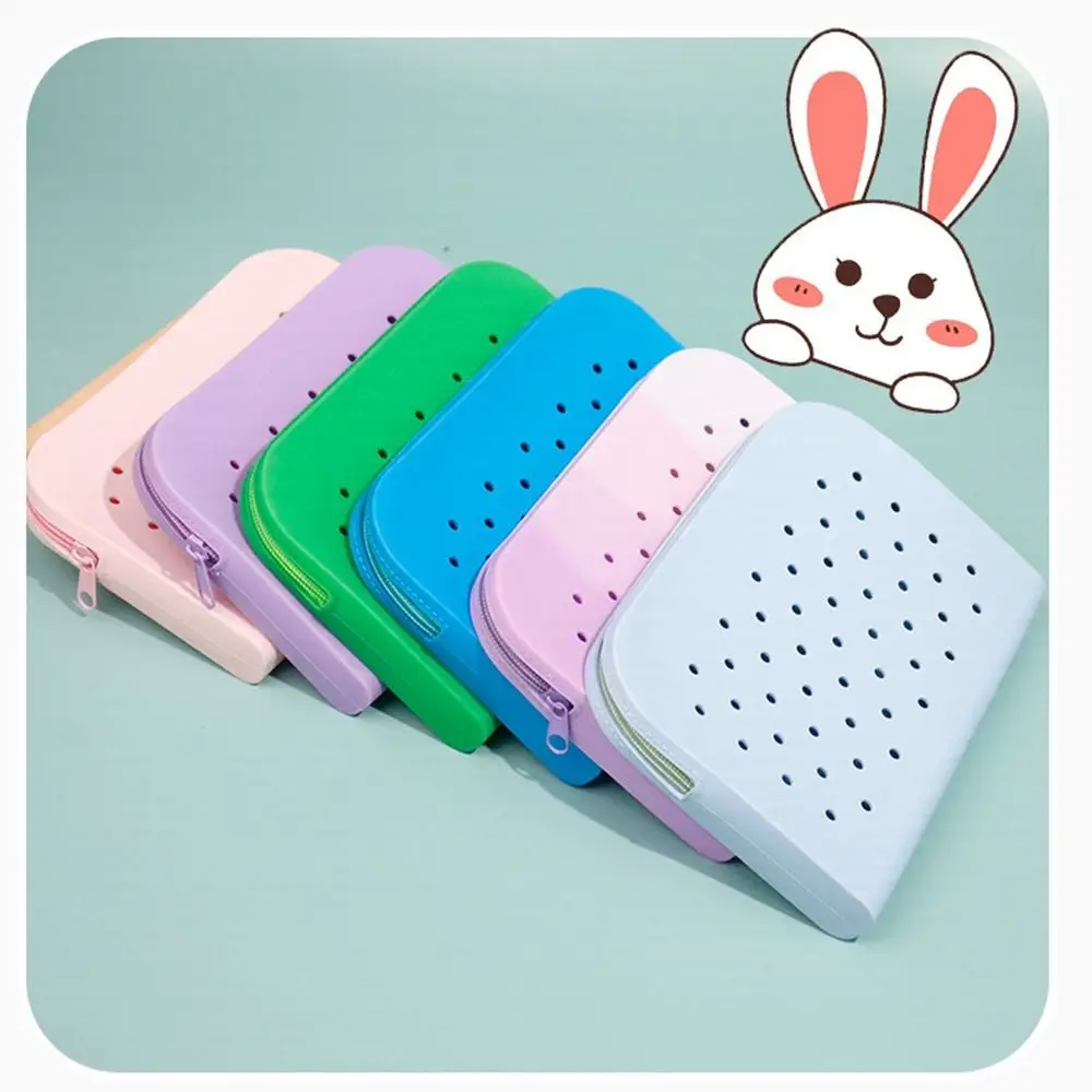 Imagem -06 - Soft Holes Silicone Pencil Case com Zipper Grande Capacidade Pen Papelaria Bolsa de Armazenamento de Maquiagem Organizador do Estudante Kids Gift