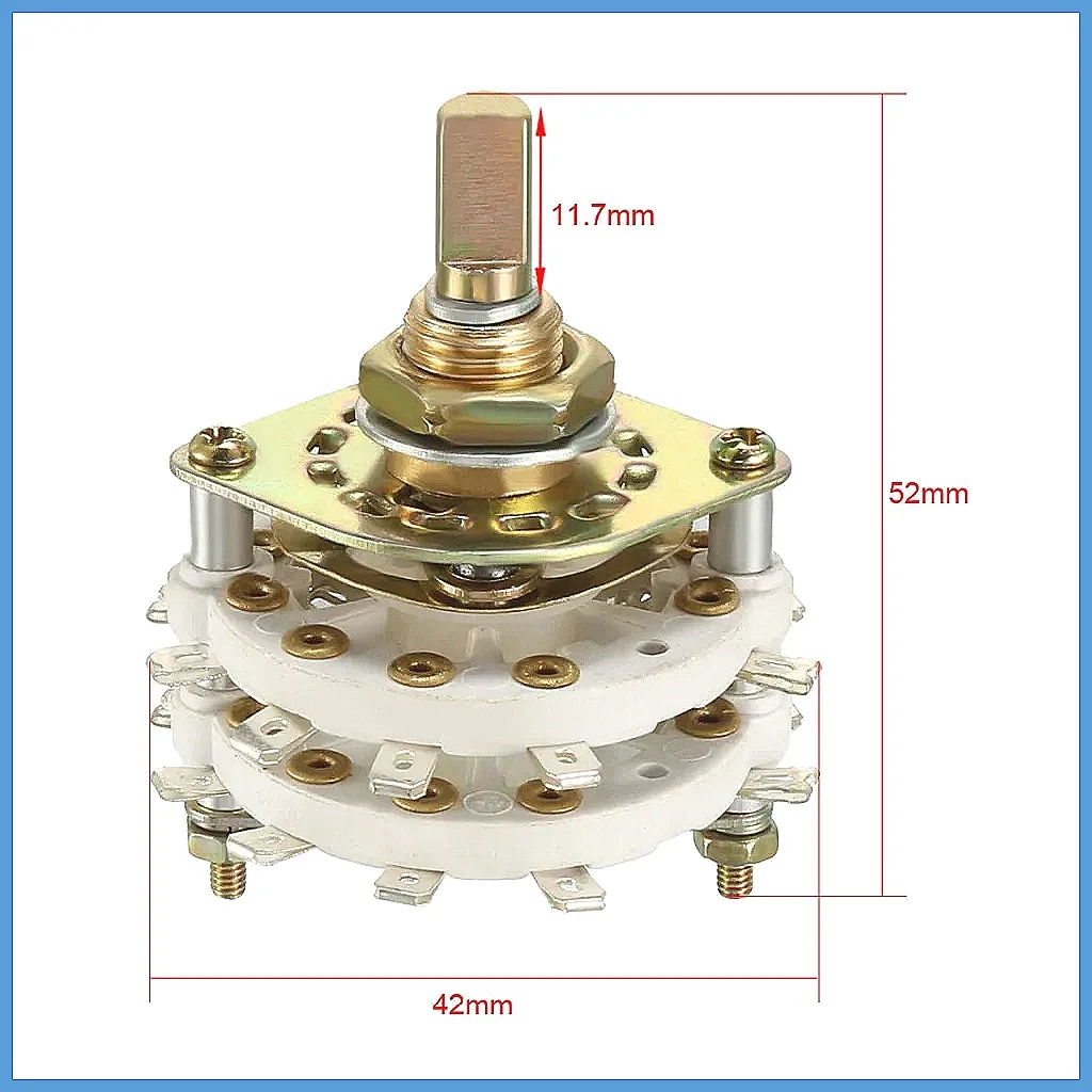 Uxcell 5-20 Pins Rotary Switch Selector 4P4T 3P3T 1P4T 2P8T 1P5T Band Channel Switch with Knob for Radio TV