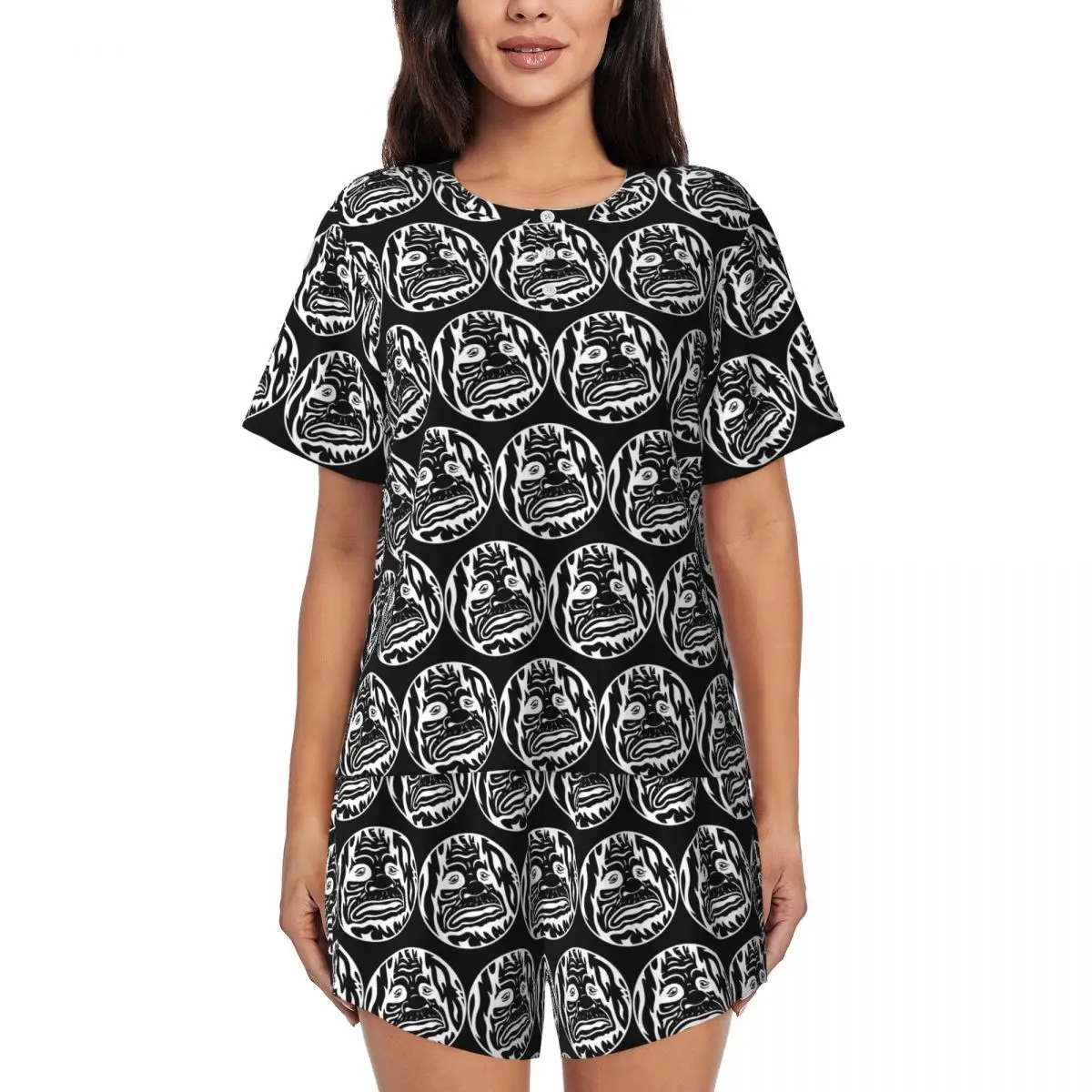 

Cartoon The Big Lez Show Merch Logo Round Neck Short Sleeves Nightdress for Sleeping Sleepshirts Women Pajama Set Short Pants