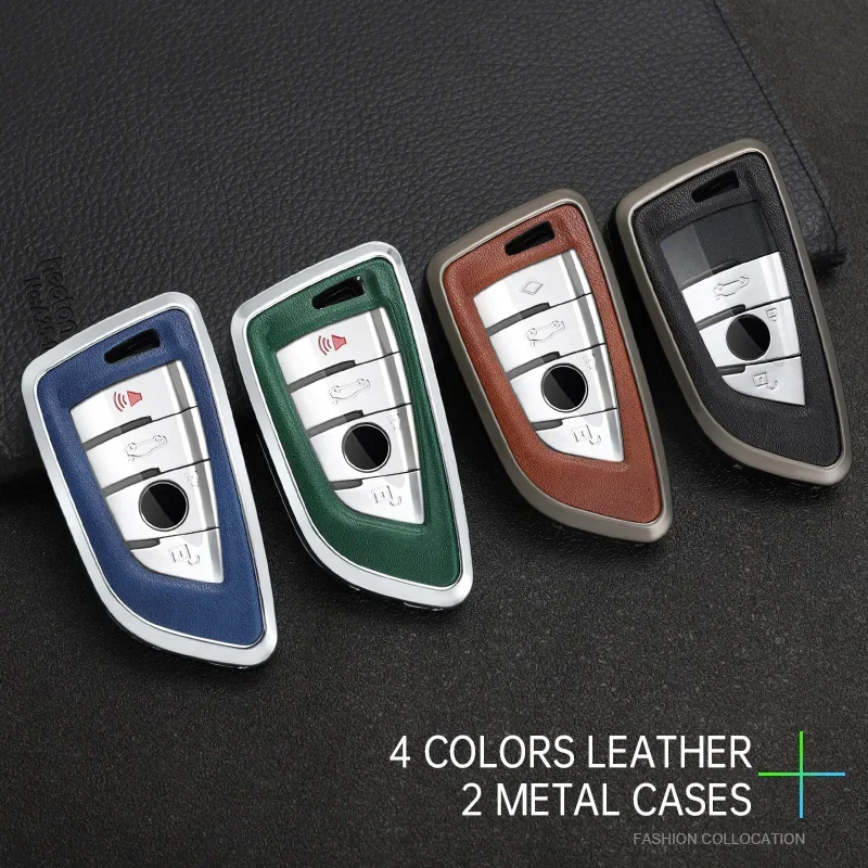 Zinc Alloy Car Key Case Cover For BMW X1 X3 X5 X6 X7 1 3 5 6 7 Series G20 G30 G11 F15 F16 G01 G02 F48 Protect Keychain Accessor