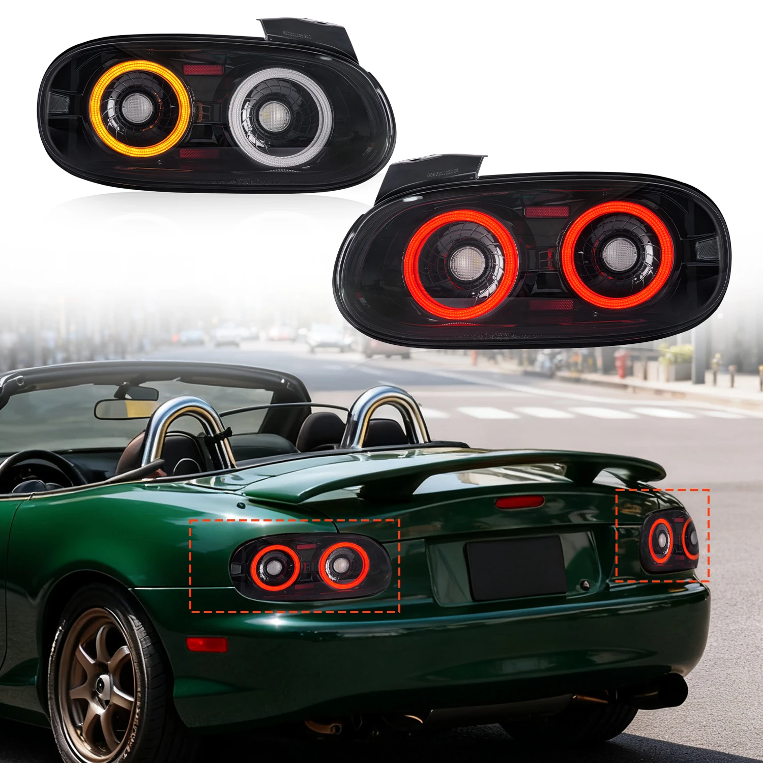 

Archaic LED Brake Light JDM Design 2nd Gen Miata MX-5 NB1 NB2 Lamp Startup Animation for Mazda MX5 Miata NB NBFL Taillights 2005