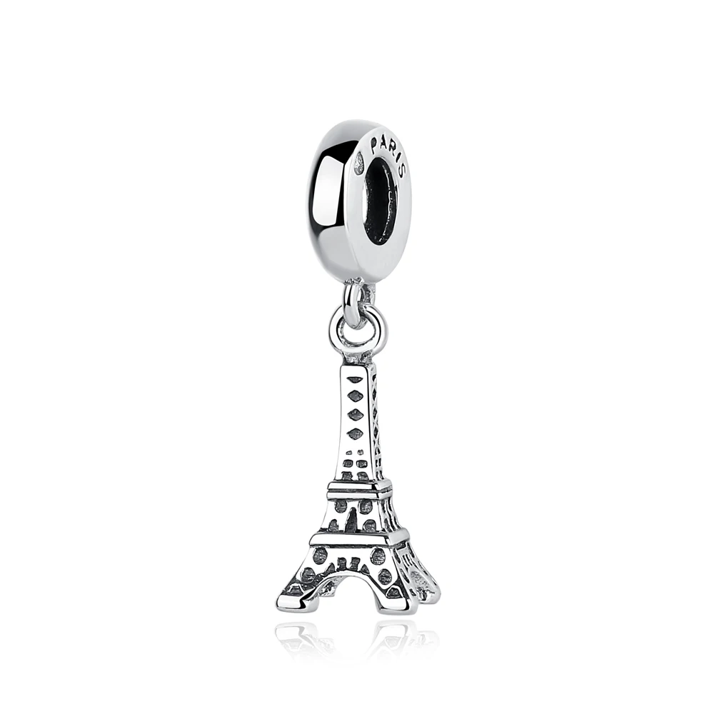 

New Original 925 Sterling Silver Bead Paris Eiffel Tower Dangle Charm Travel Fit Pan Brand Bracelet Necklace DIY Women Jewelry