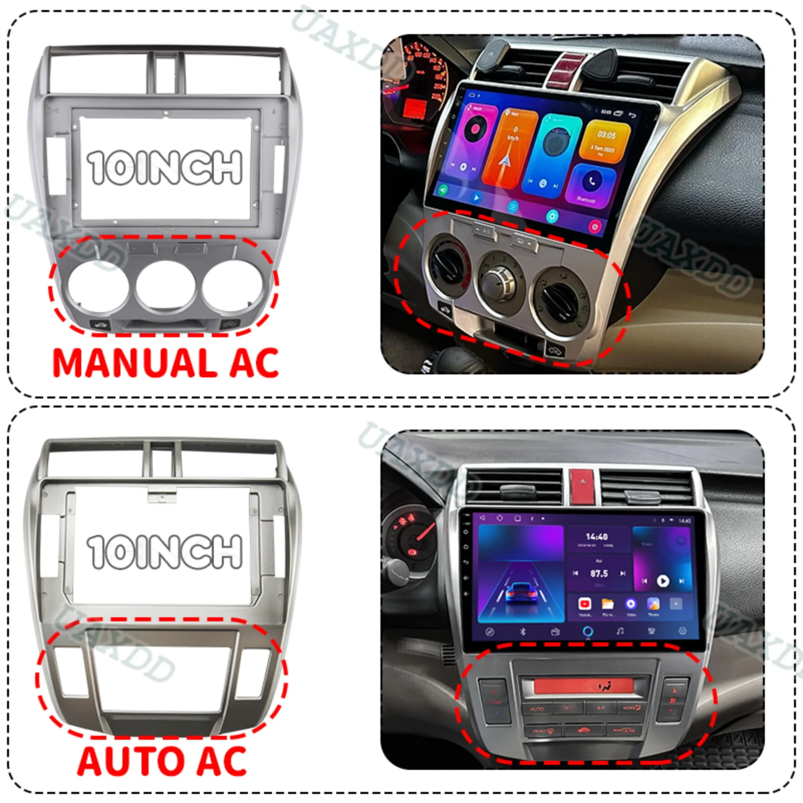 10.1INCH 12.3INCH Plastic Accessories Fascia Dashboard Interior CD 2Din Car Frame For Honda City Automotive Center Console Panel