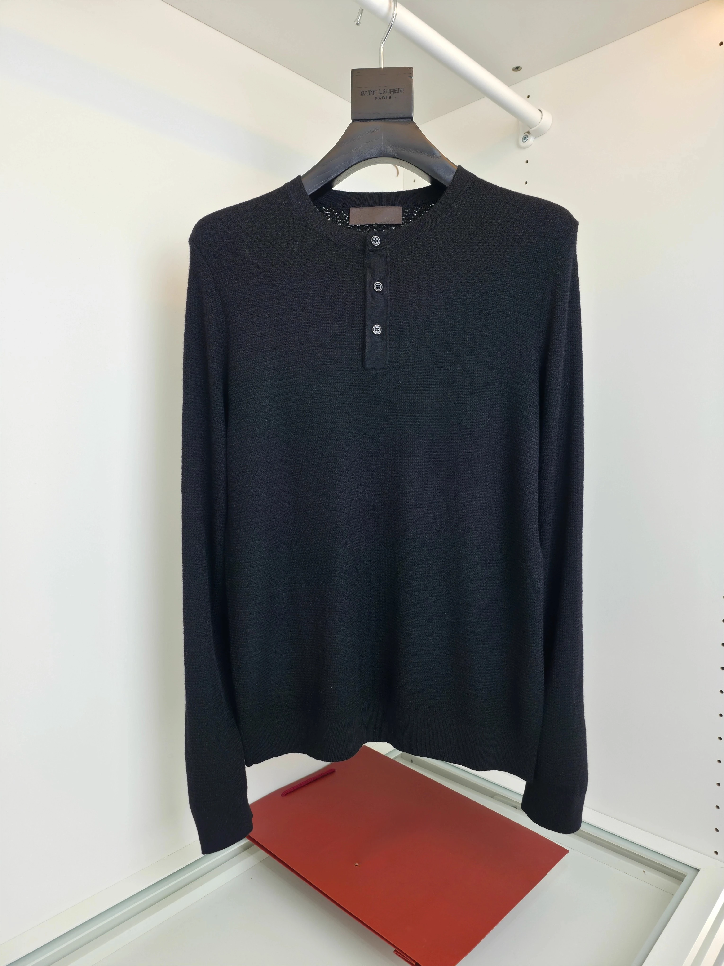 

Итальянский свитер из смесовой шерсти с воротником-хенли, повседневный, вязаный