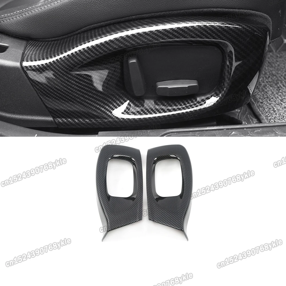 carbon fiber car seat adjust switch panel frame trims chrome for jaguar f pace xe xf 2016 2017 2018 2019 2020 e f-pace e-pace