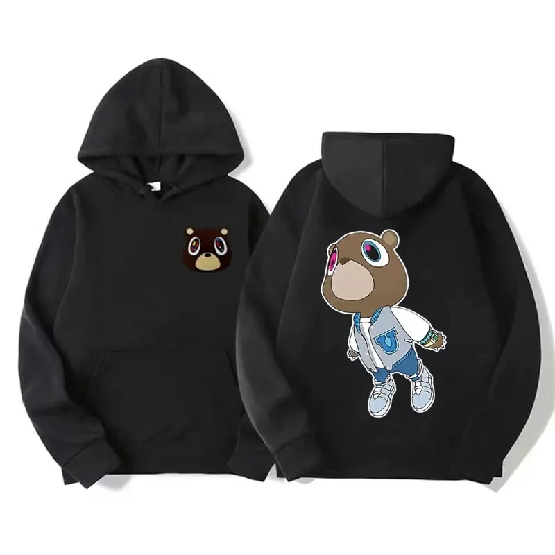 

Men's Women Fashion Vintage Clothes Hooded Hip Hop Casual Oversized Sweatshirt Limited Kanye West Graduation Dropout Bear Hoodie