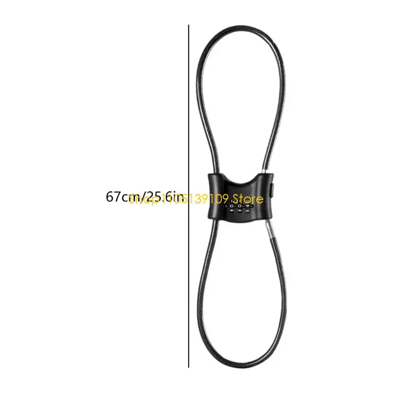 قفل كابل الأمان للدراجات وخوذات الدراجات النارية مكون من 3 أرقام قفل الأمتعة وقفل عربة الأطفال