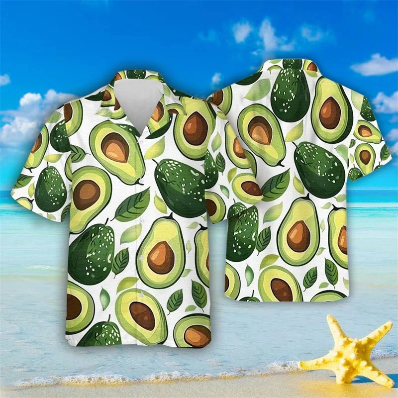 Hawaiian Summer 3D Tropical Fruit Avocado Printed Shirts For Men Children Fashion Funny Streetwear Short Shirts Shirts & Blouses