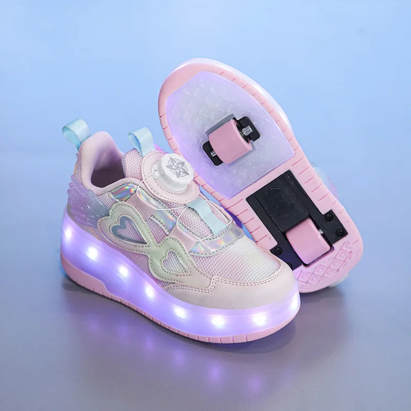 Girls' Roller Skates Shoes Boys' Two-wheel Sports Ice Skates Student Flying Shoe Children Sneakers Child Casual Shoes