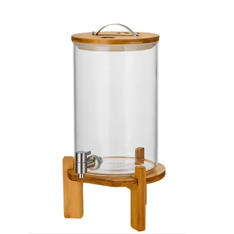 Wholesale luxury 3L 5L 8L premium transparent borosilicate glass+stainless steel 304+PP 1 faucet beverage dispenser