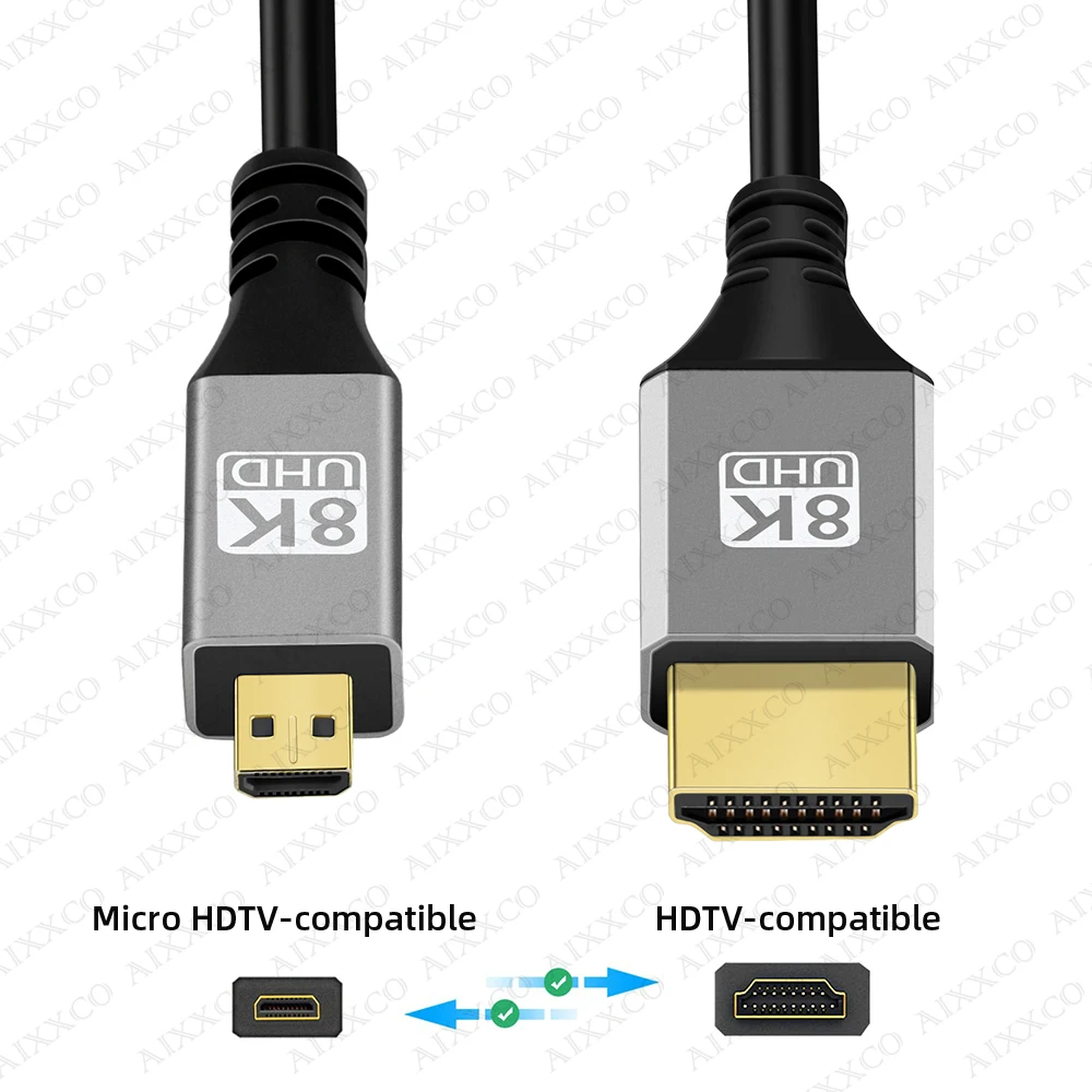 Kabel AIXXCO Micro HDMI 2.1 8K 60Hz do Raspberry Pi 4 GoPro Hero 7 Black Hero 5 4 6 Kamera do laptopa HDTV