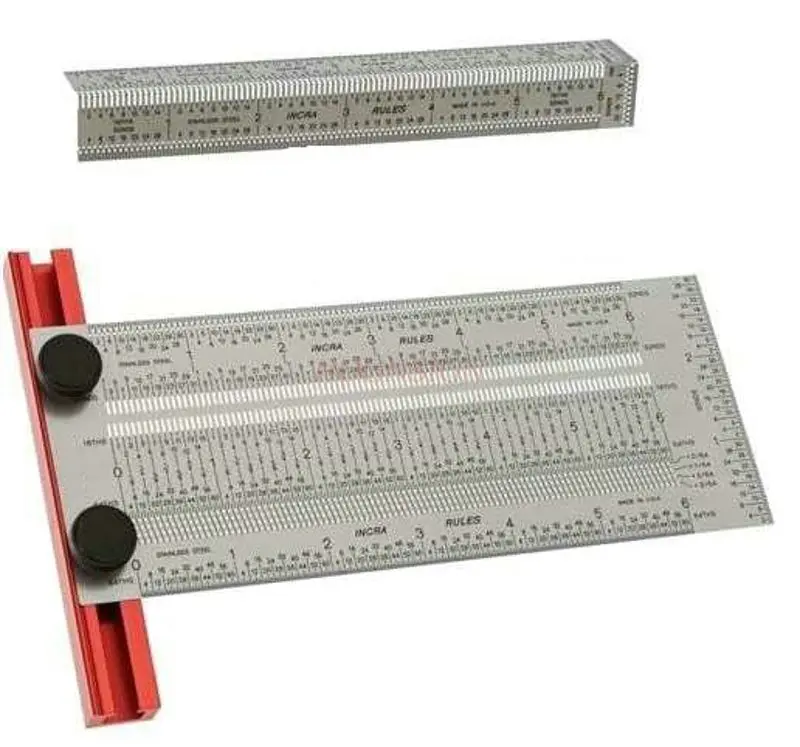 1pcs Wooden ruler, marking ruler, imperial scale, hole, stainless steel marking