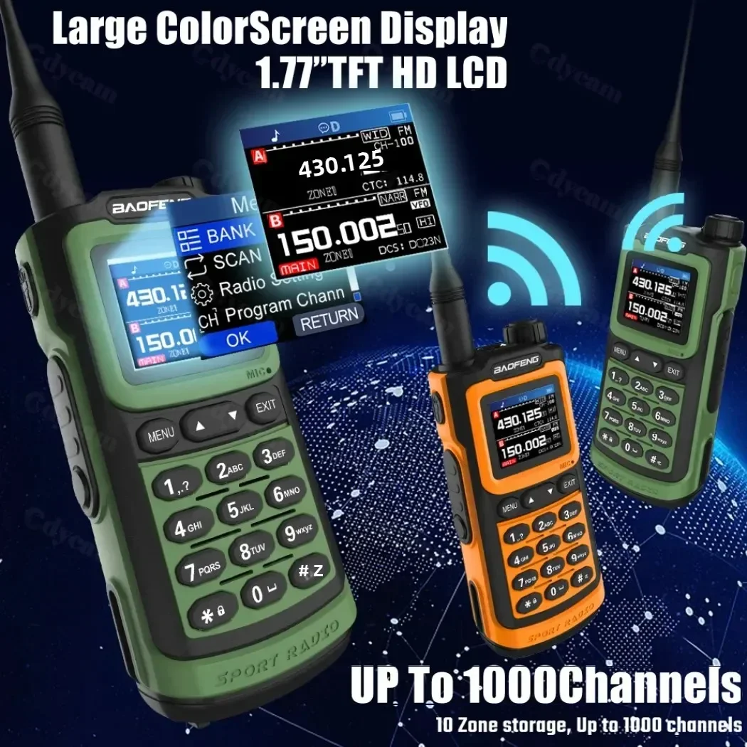 Baofeng 2025 UV-20 Pro Walkie Talkie Long Range Portable 1000 Channel Ham FM Radios UHF VHF USB-C Charge 2-Way Radio Waterproof