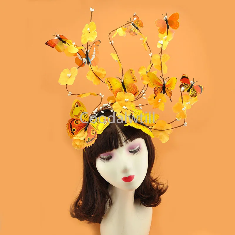 3D Butterfly Fascinator Hat Fashion Party Butterfly Headband Hair Band Photography Performance Hair Accessories For Women Girls