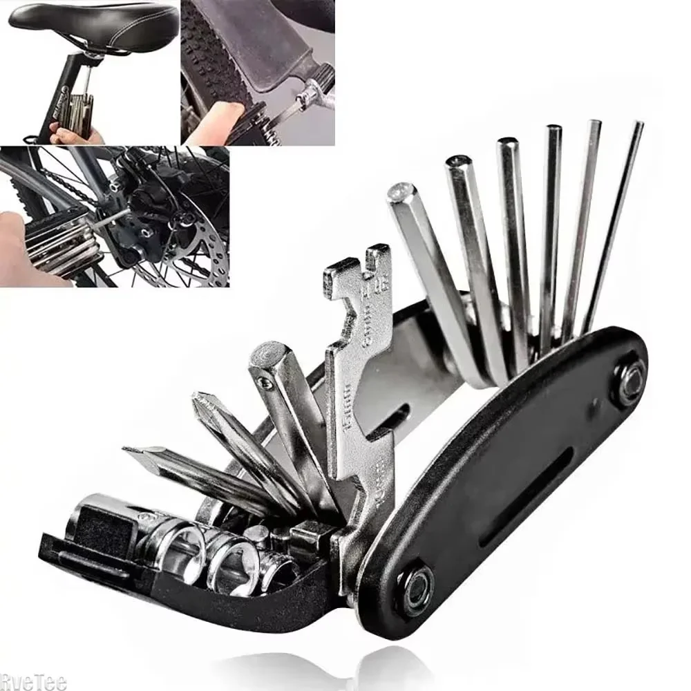 16 in 1 Bike Bicycle Multi Repair Tool Set - Hex Spoke Cycle Screwdriver Wrench Mountain Cycle Kit