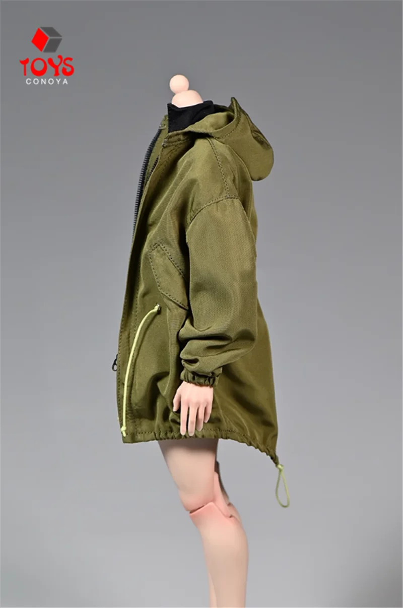 Trench coat feminino do exército verde, Hip Hop solto, modelo de roupas casuais, boneco corpo de ação, escala 1:6, 12 polegadas, moda