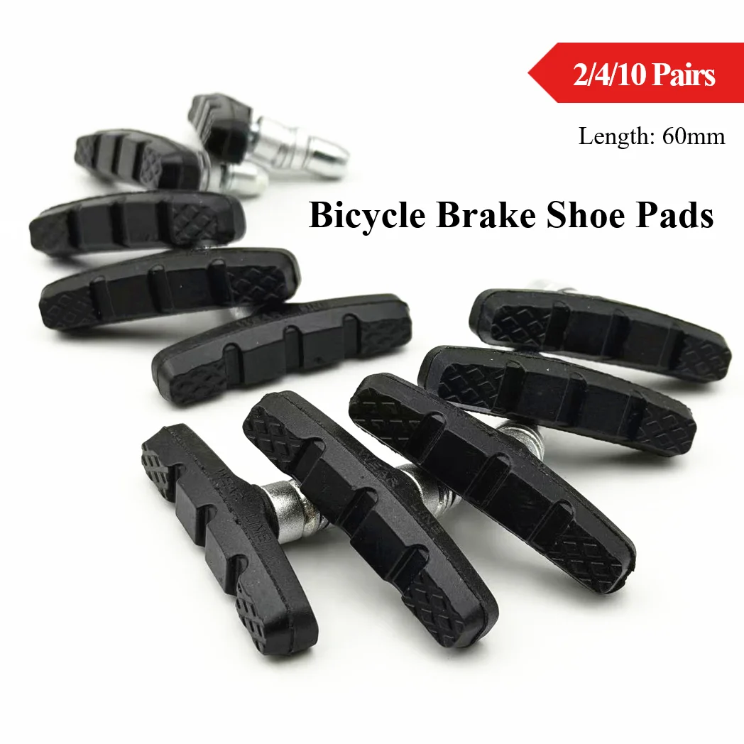 AliExpress NONE 2/4/10 Pairs MTB V-Brake Holder Shoes Rubber Block 60mm Anti-Slip Low Noise Wear-Resistant Thickened All Weathers