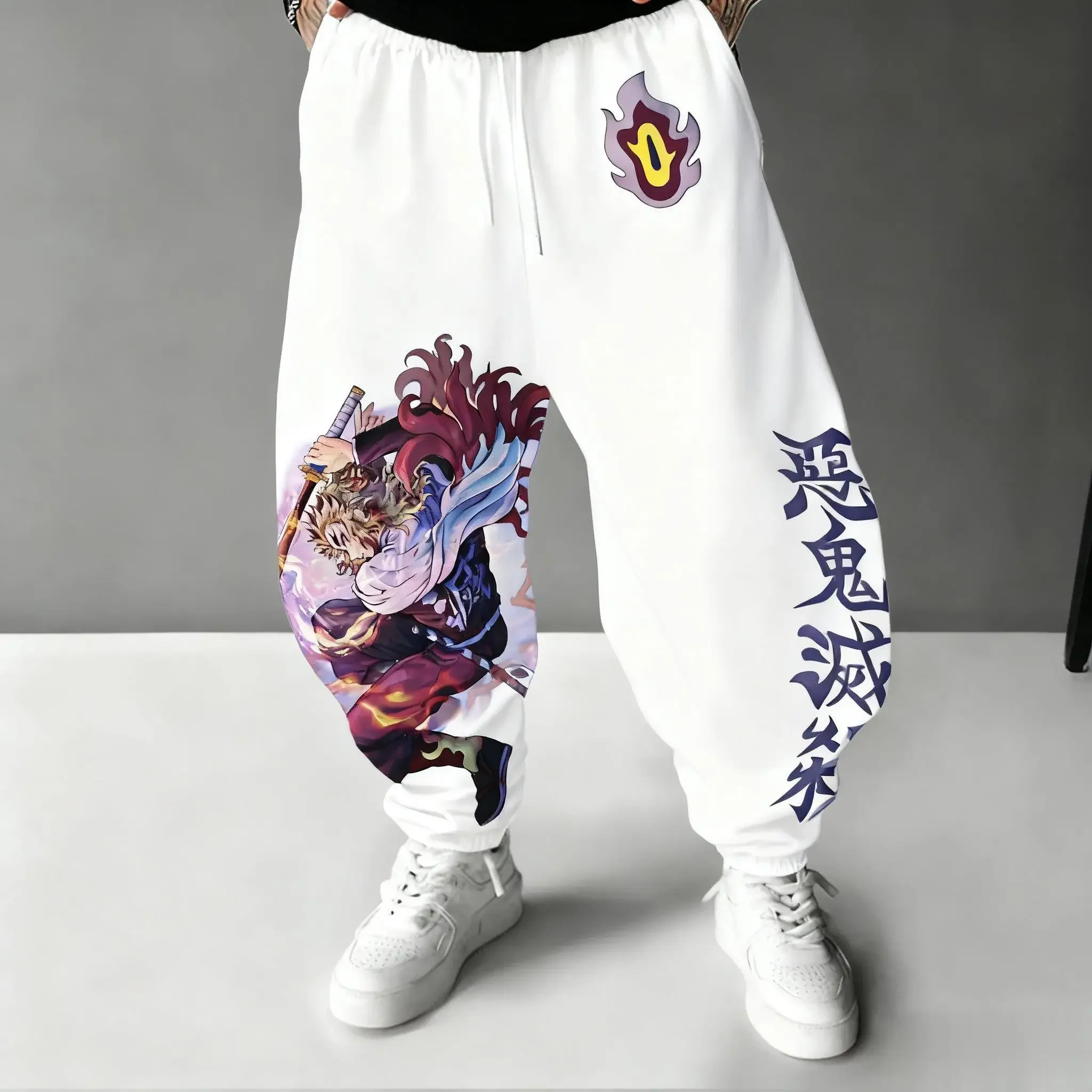 2025 الشتاء الخريف شيطان القاتل أنيمي الجرافيك طباعة ركض السراويل الرجال النساء Sweatpants عادية الهيب هوب بنطلون Y2k الشارع الشهير