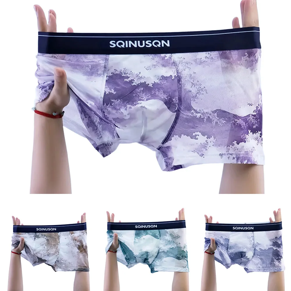 For Everyday Wear Men's Panties Mesh Underwear For Daily Use Brown Sexy Printed Boxer Shorts Brand New Condition