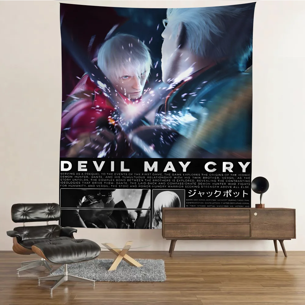 D-Devil May Cry-S Classic Anime Tapestry Hanging Tarot Hippie Wall Rugs Dorm Wall Hanging Sheets