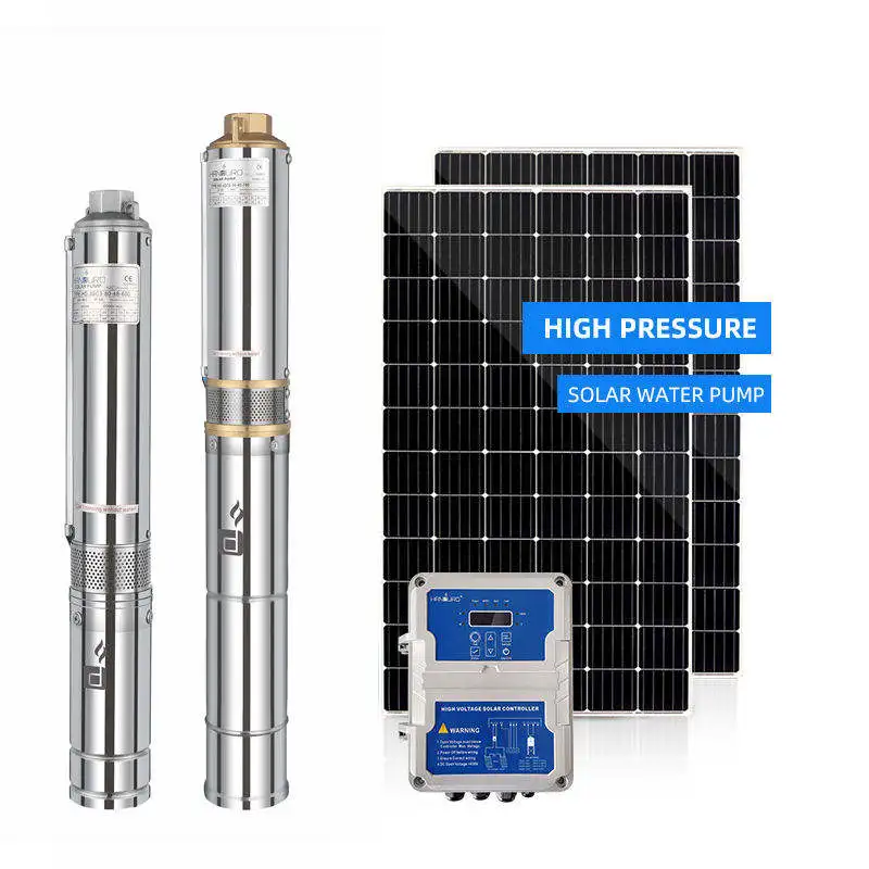 1HP 95 Meters Head Solar Water Pump AC DC 3.8m3/h High Flow Submersible Water Pumps System For Agriculture Irrigation