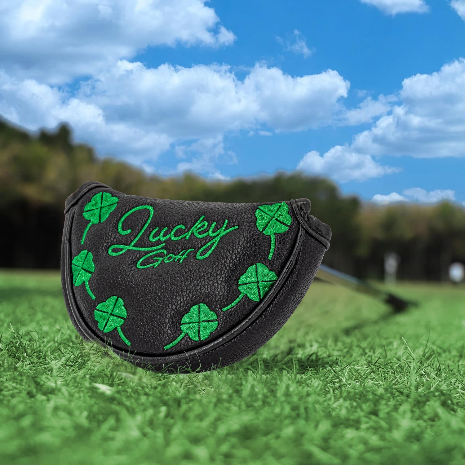 1pc Golf Protective Cover, Golf Putting Cover, Clover Design, Stylish and Durable, Magnetic Closure, Black and White Two Colors image 3