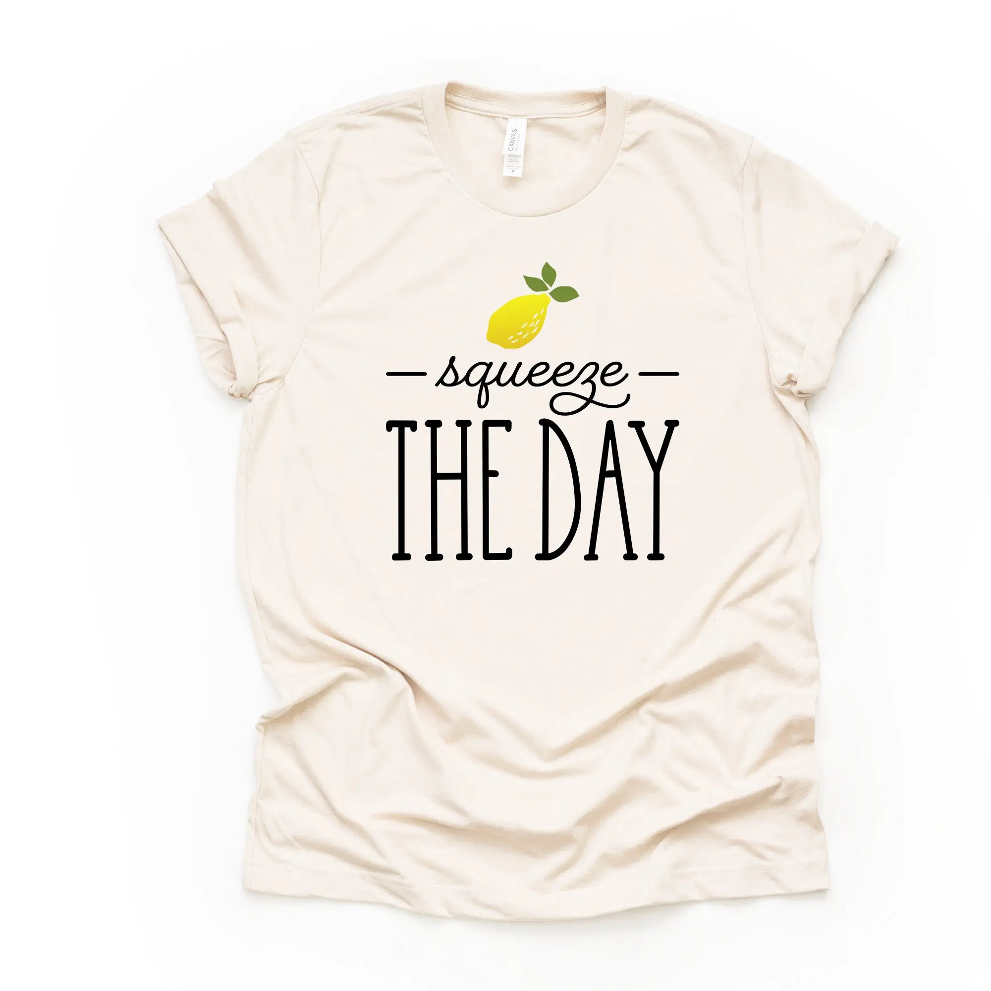 Lemon T Shirt Squeeze The Day Fun Design On Premium Unisex 3 Color Choices 2X 3X 4X Plus Sizes Available