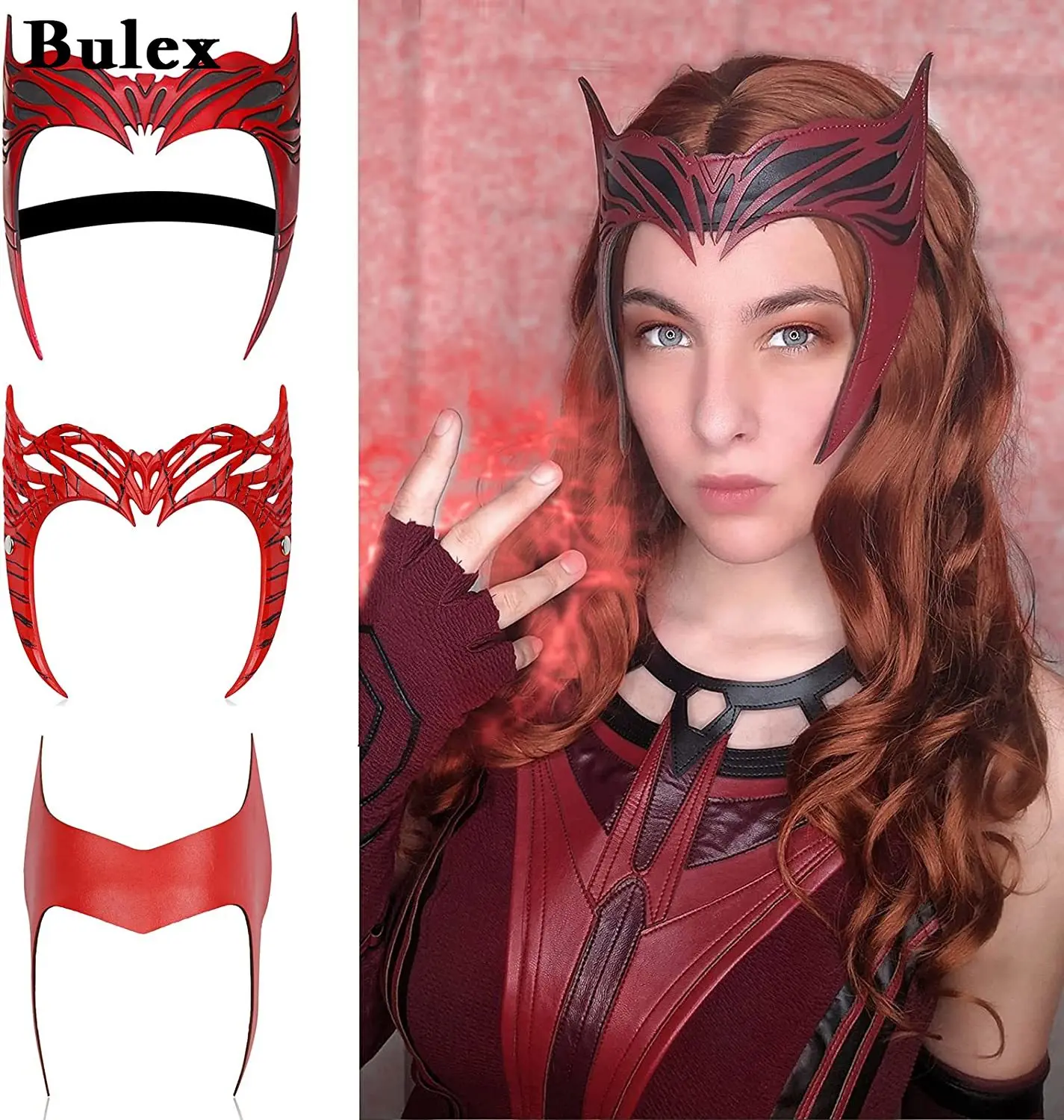 Bulex Wanda Maximoff Headpiece Scarlet Witch Headpiece Crown Halloween Cosplay Party Masquerade Mask Costume Props For Women