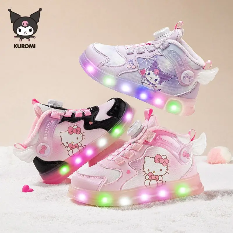 hot-sanrio-girl-hello-kitty-kawaii-moda-sneakers-foderate-in-pile-studente-inverno-mantieni-caldo-cartoon-bambino-scarpe-di-cotone-nuovo-stile