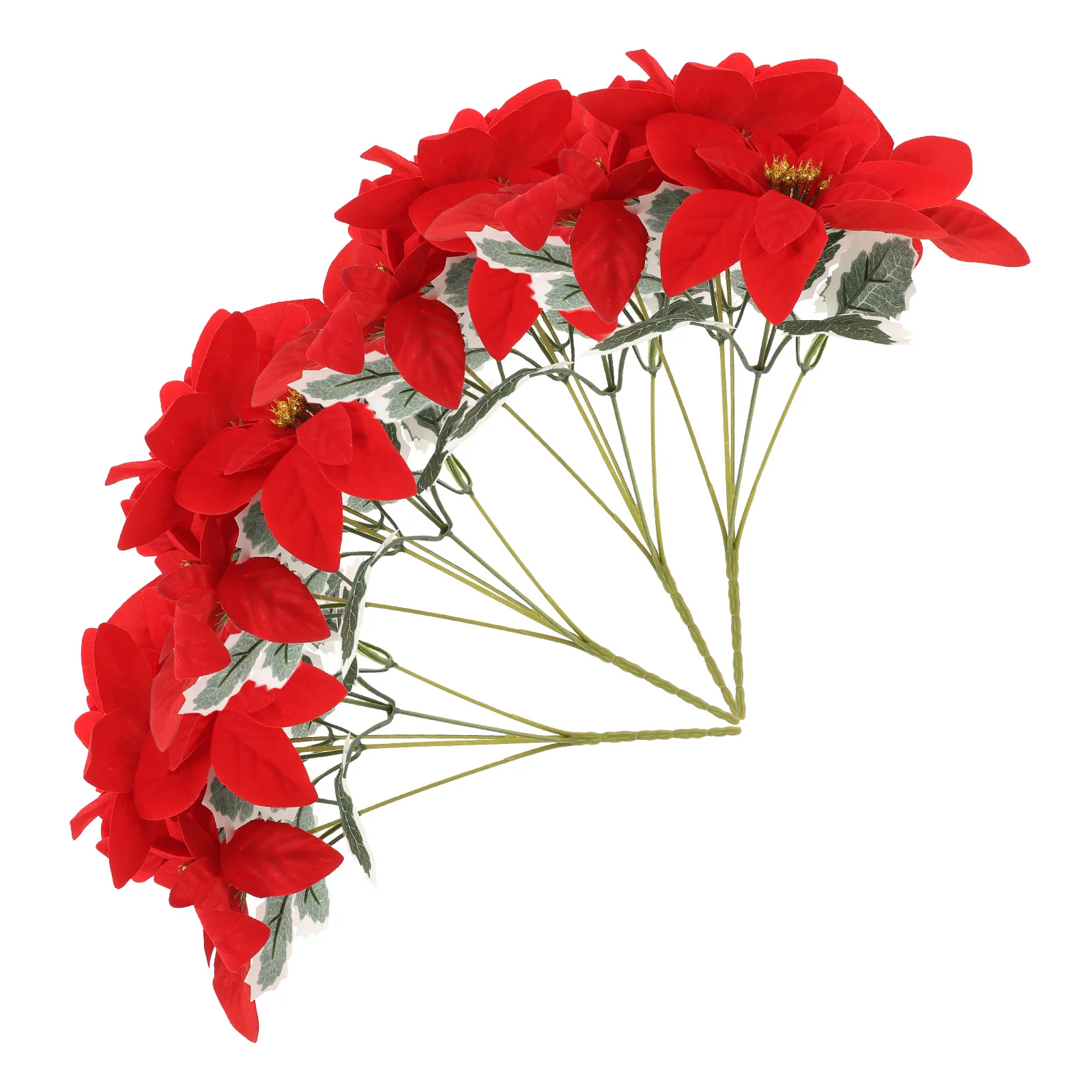 

4Pcs Poinsettia Flowers Artificial Bouquet Longlasting Fading Resistant for Christmas Decorations Indoor Outdoor Wedding Events