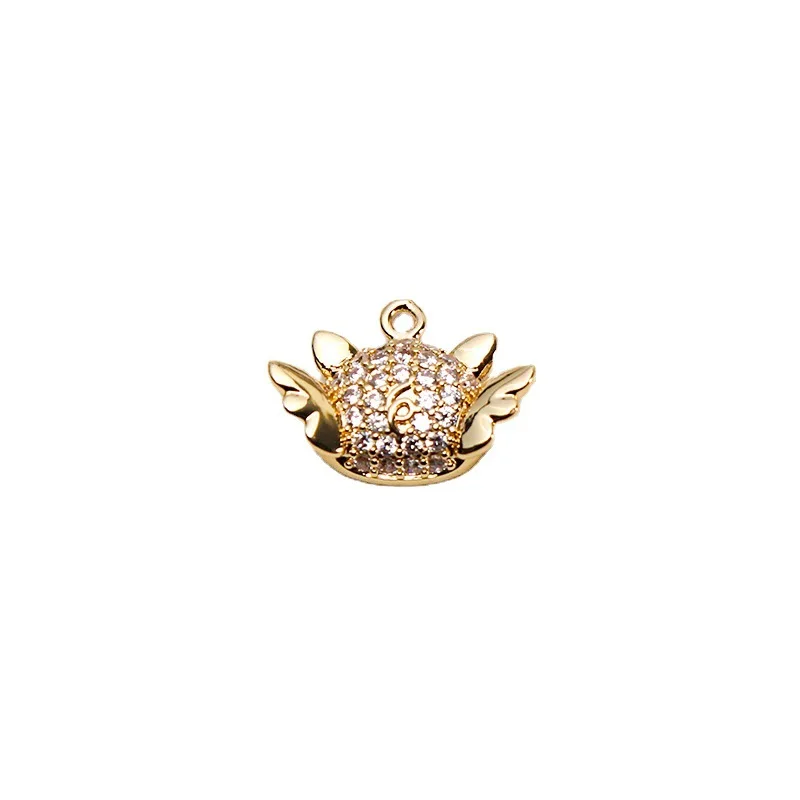 1pcs Copper Gold Plated Micro Inlay Zircon Swan Owl Necklace Pendant Diy Jewelry Earrings Accessories Materials Handmade Charms