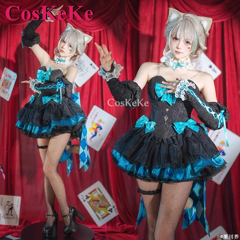 CosKeKe Lynette Cosplay Game Genshin Impact Costume Sweet Elegant Ballet Skirt Women Halloween Party Role Play Clothing S-XL New