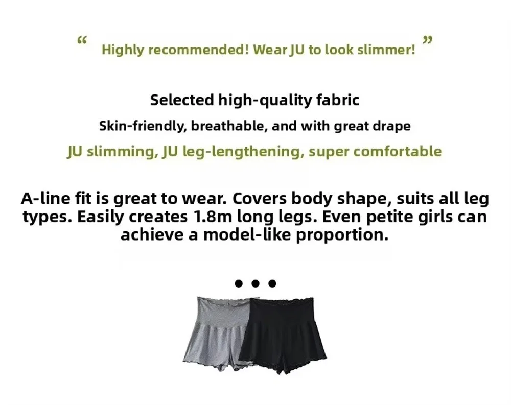 Bequeme, dünne Shorts mit hoher Taille, lockere, gestrickte, dünne Hose, leichte Sicherheitsshorts aus Baumwolle für Damen – Detail 2