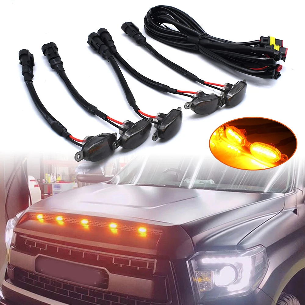 5x for Toyota Tundra 2008 2009 2010 2011 2012-2018 2019 2020 Front Grille Lighting Lamp Bulb Grill ONLY Car LED Grille Light DRL