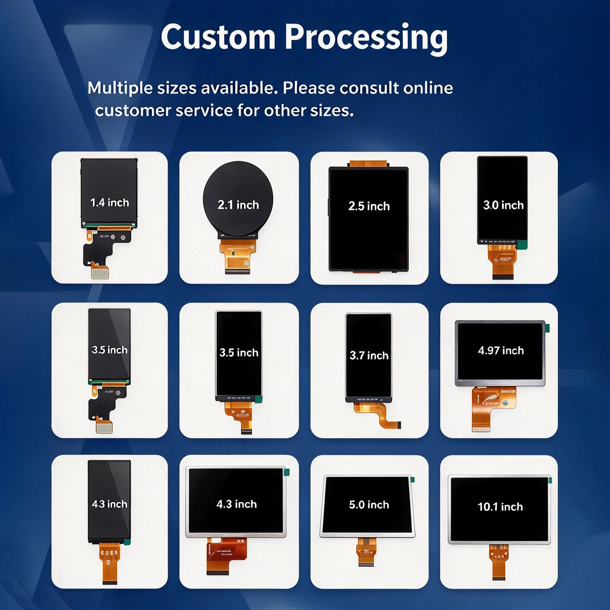 3/3.5/4.3/5/6/7/8/10.1-inch display module. Customized processing is available for industrial instrument equipment screens.