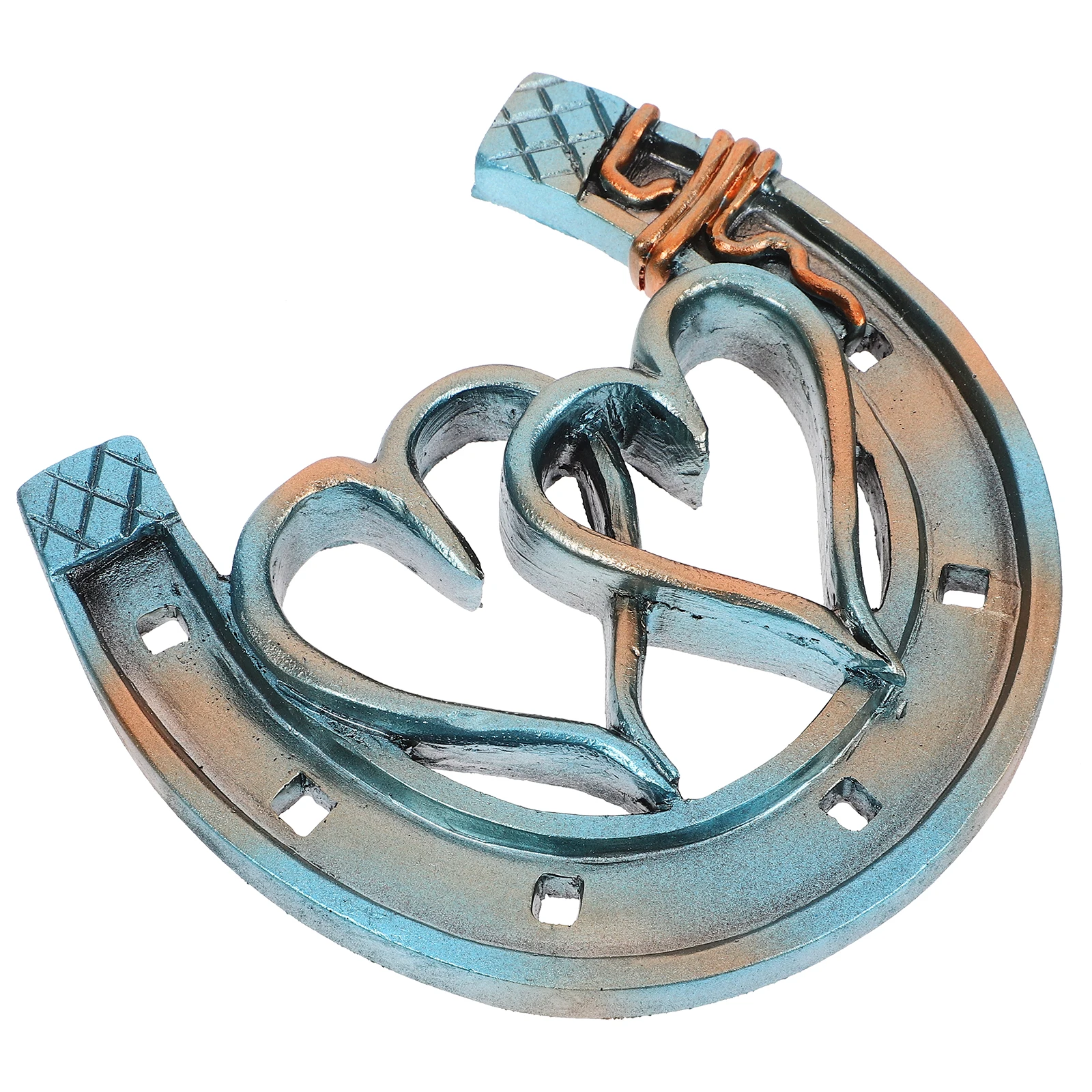 

Horseshoe Wall Decor Double Heart Resin Sculpture Hanging Ornament Vintage Style Living Room Balcony Garden
