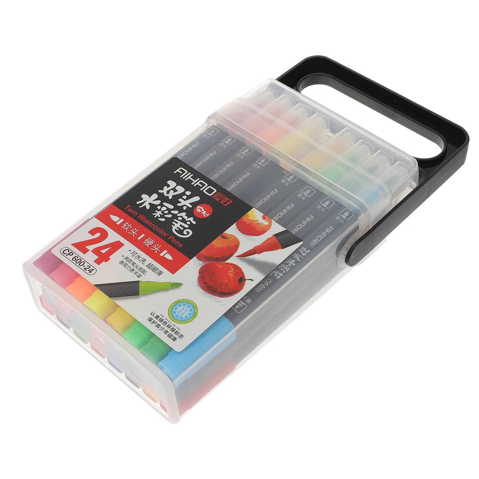 

24 Pcs Washable Watercolor Brush Set Student Colored Pencils for Kids Dual Tip Markers Plastic