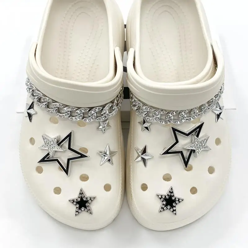 Punk-Metallketten-Schuh-Charms-Set für Damen, Sommer 2026, luxuriöse Strass-Stern-Clogs-Accessoires, Y2K Designer-Schuhdekorationen – Detail 4
