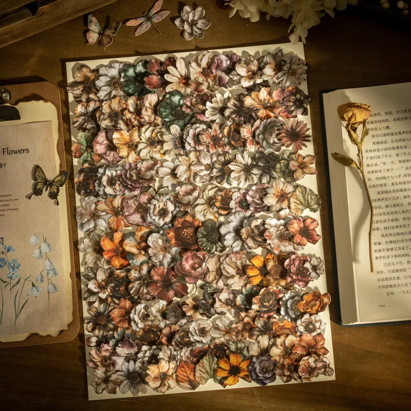 

100 шт./200 шт. наклейки «Королевство цветов» ретро канцелярские принадлежности офисные школьные принадлежности цветочная тема большая порция твердая карта 140*125 мм