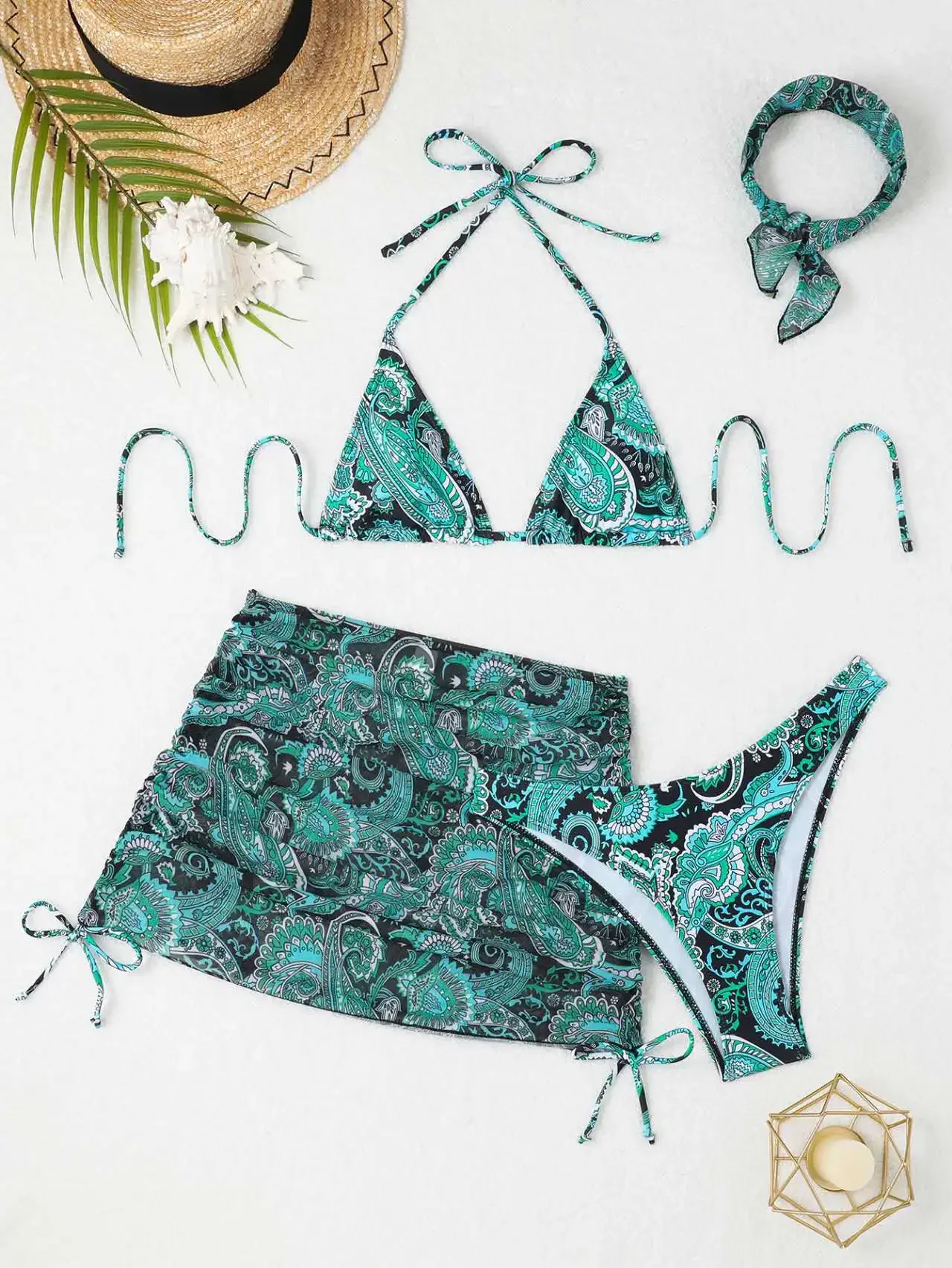 4 peças conjunto de biquíni maiô feminino com lenço tanga africano banho praia cover-up push up biquinis impressão maiô