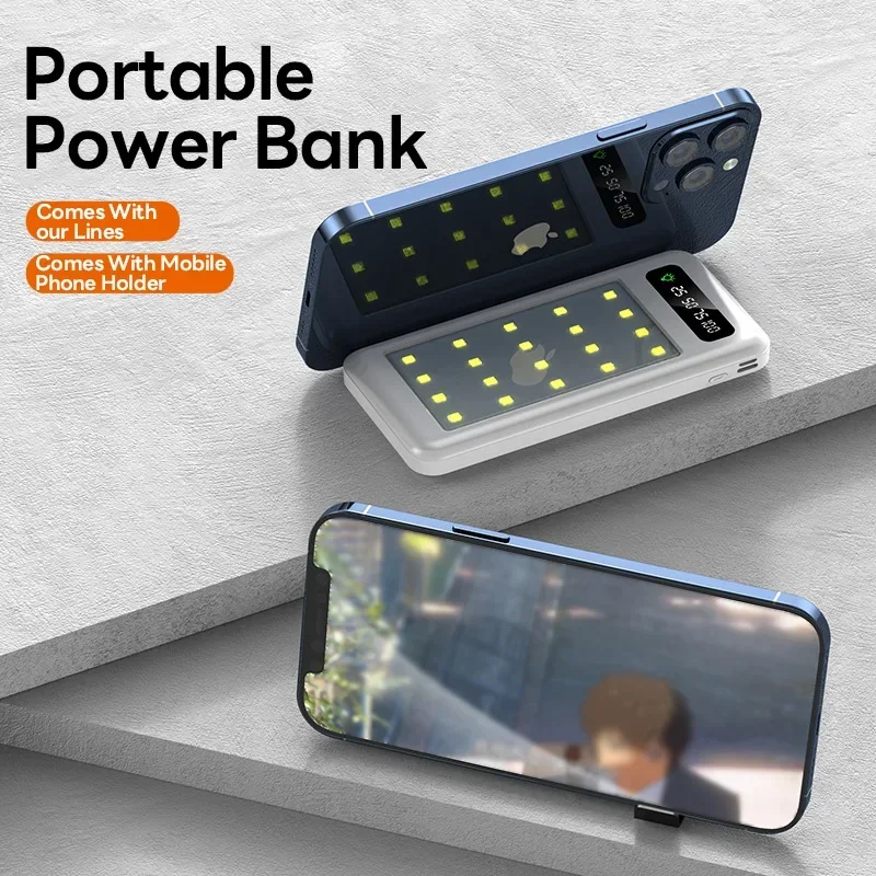 Power Bank Outdoor Camping Light 50000MAh Comes with Removable Fast Charging Mobile Phone Holder Portable External Battery Pack