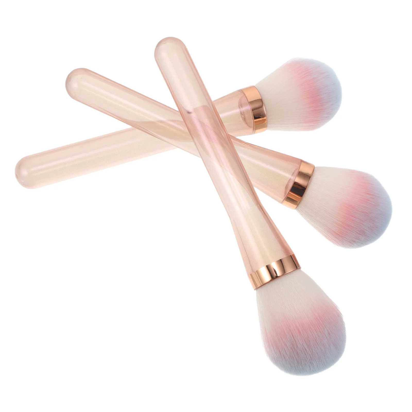 3 pçs pincel de pó de maquiagem vibrante cor gradiente cerdas macias para pó solto blush contorno dupla terminou ferramenta facial viagem