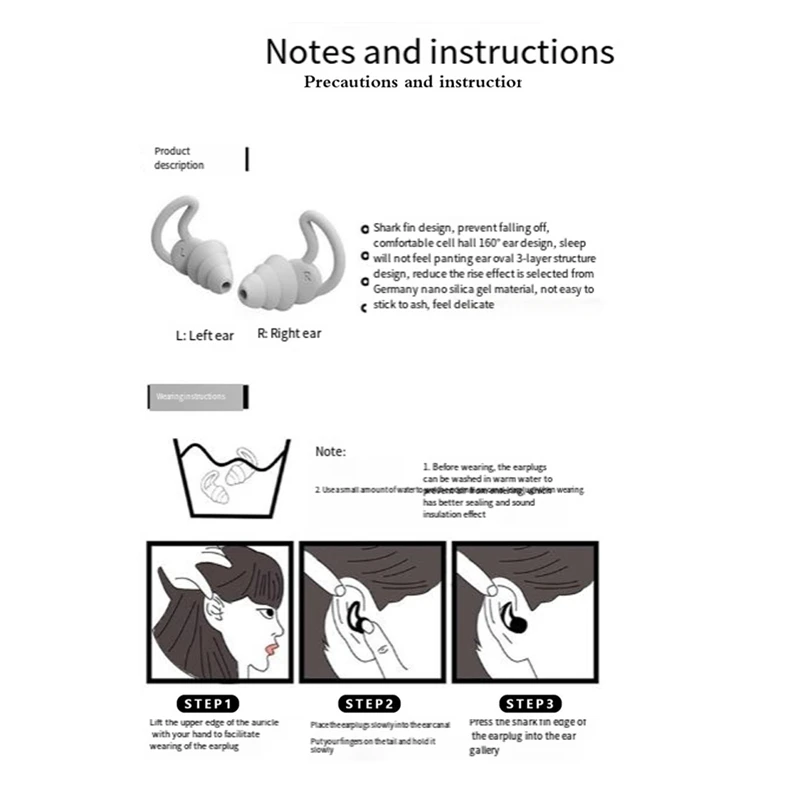3層シリコン耳栓,防水,水泳,睡眠,ノイズリダクション,快適,耐久性