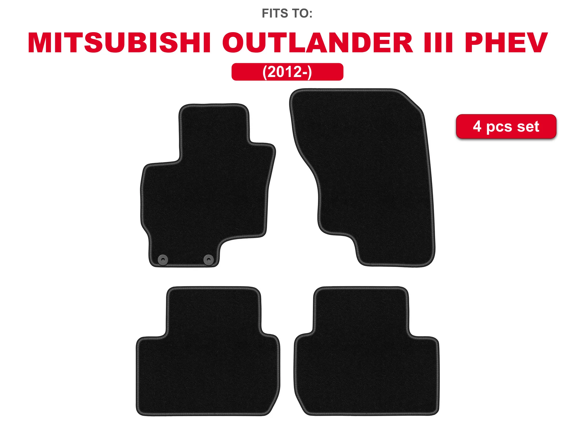 Auto Velour Tapijten voor: Mitsubishi Outlander III PHEV 2012-SUV passende automattenset