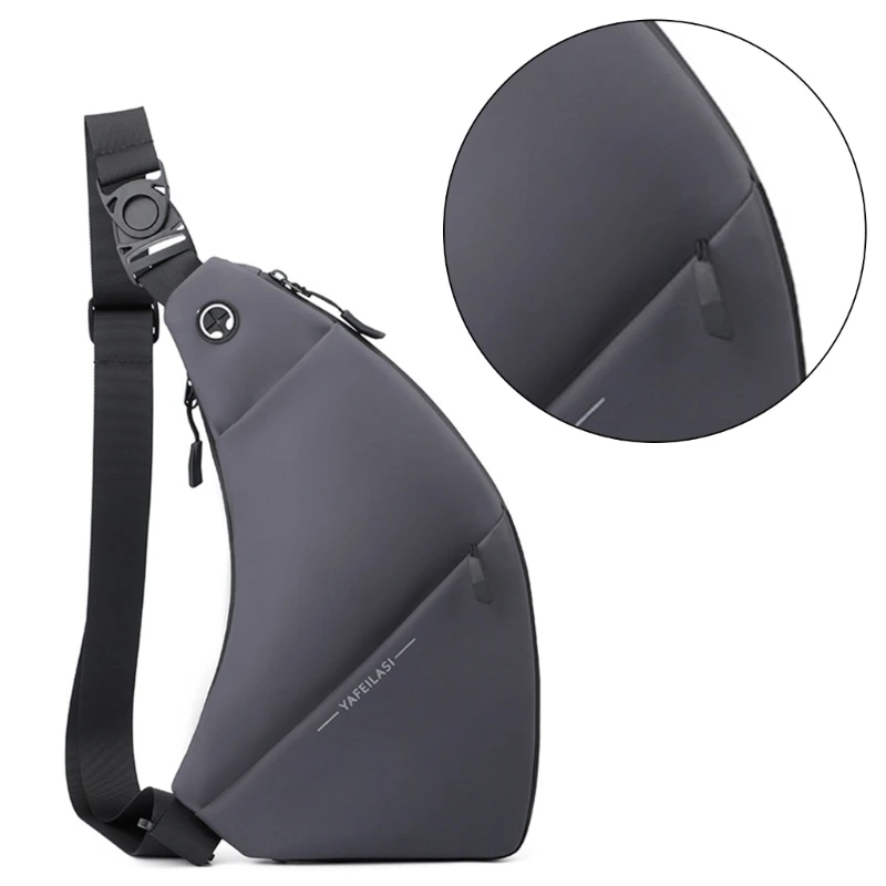 E74B Mens Waterproof Crossbody Sling Bag with Earphone Hole Fashionable Shoulder Backpack Multiple Pockets Chest Bag Purse