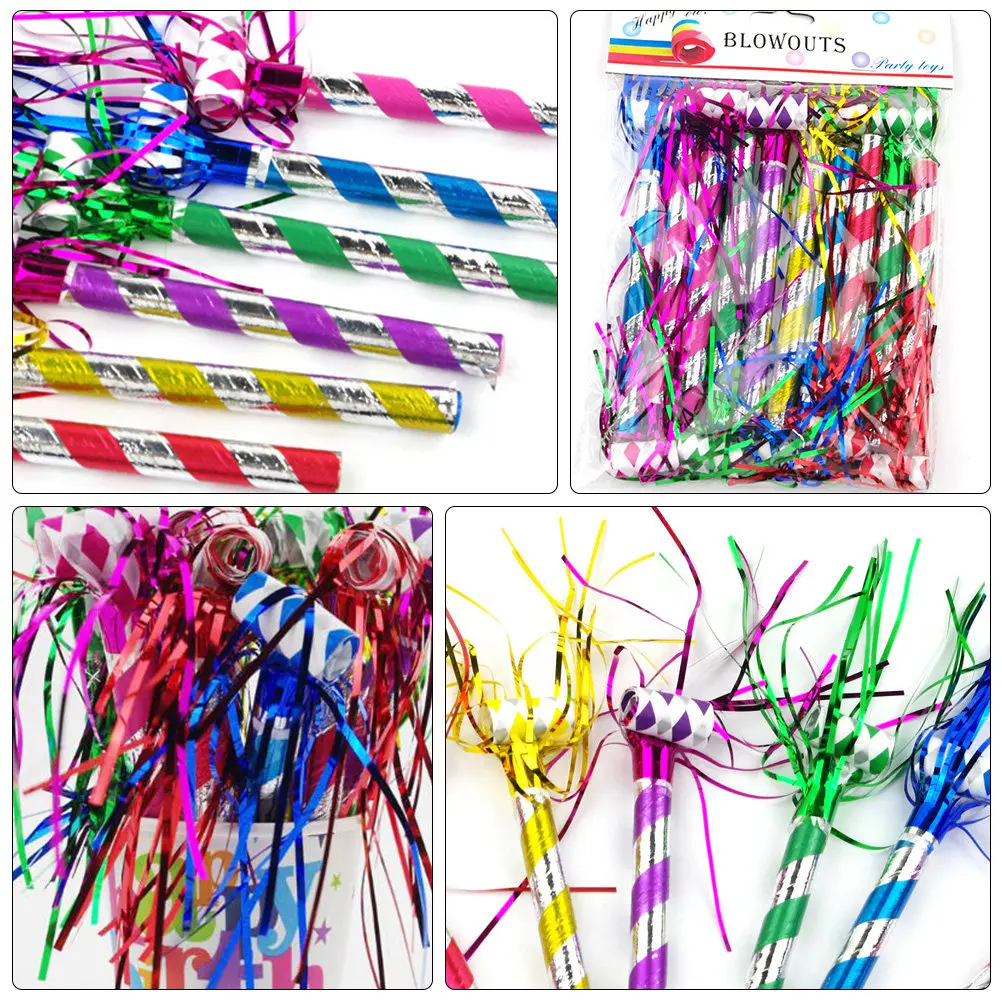 

30Pcs Blowing Dragon Party Whistles Bright Colorful Tassel Blowouts Cheer Birthday Carnival Wedding Supplies Cheering Props
