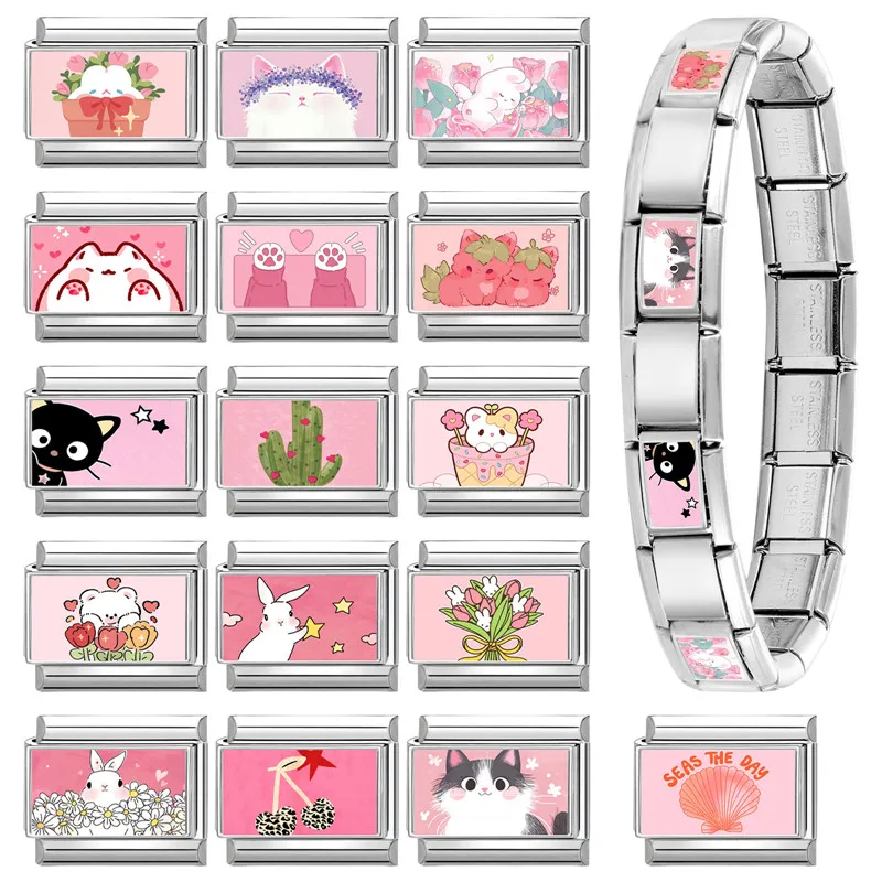 جديد جميل الحيوانات الأليفة القطط والكلاب وصلات سحرية إيطالية تناسب 9 مللي متر سوار الفولاذ المقاوم للصدأ النساء الرجال DIY بها بنفسك صنع المجوهرات #2