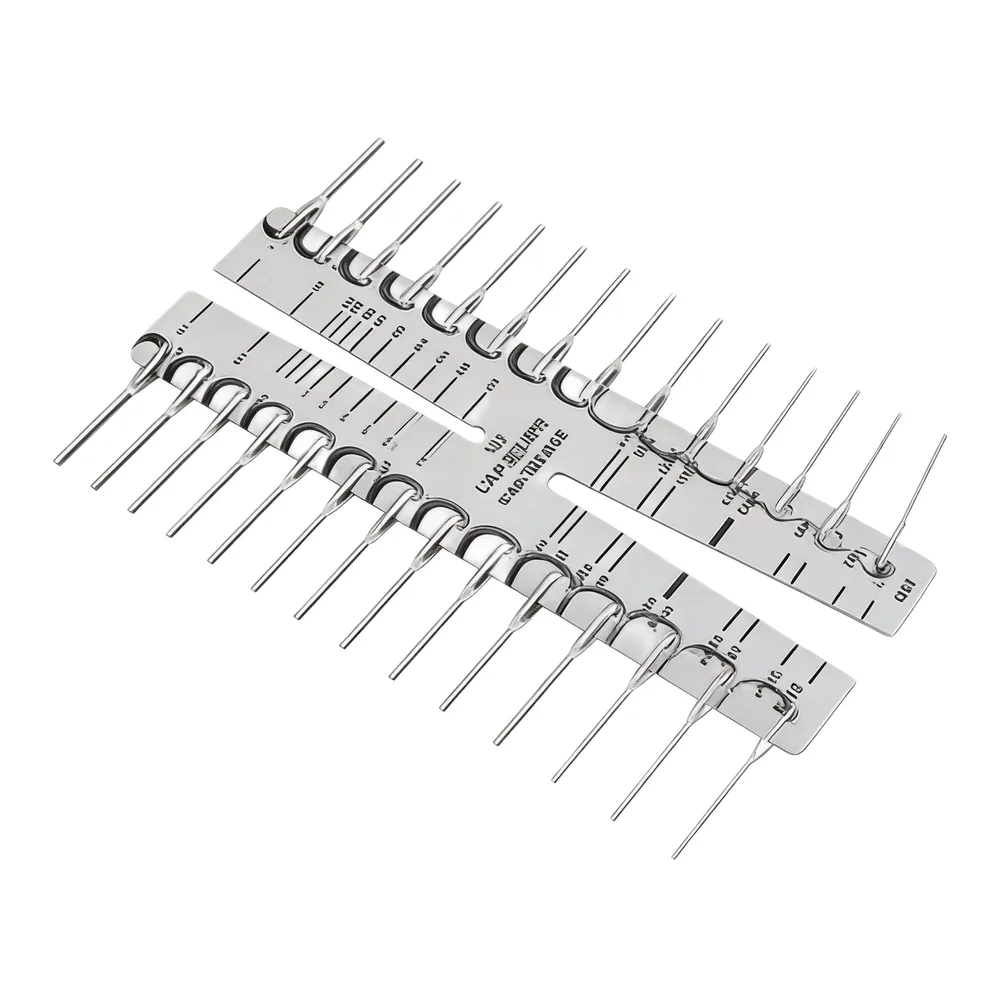 Technical Capillary Tube Gauge for Measuring Inner and Outer Diameters with Dual Scale Readings and Compact Size