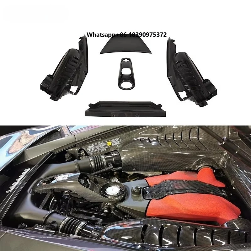 OEM Style Dry Carbon Fiber Engine Compartment Cover Kit For F8 Tributo 2019-2024