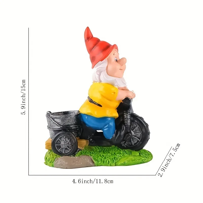 Bicycle Dwarf Flower Dwarf Garden Statue Garden Dwarf Decorative Sculpture Ornament Resin